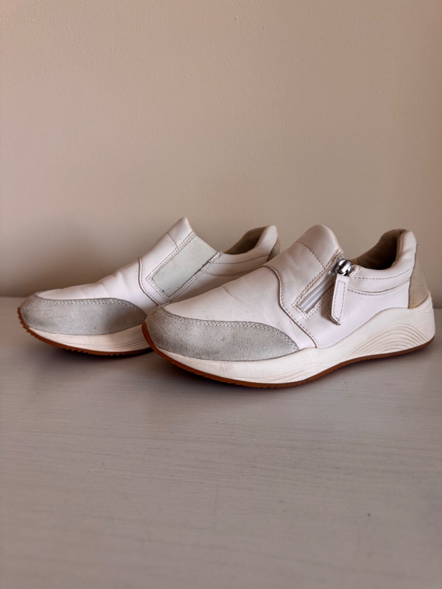 Geox white casual sneakers with side zipper
