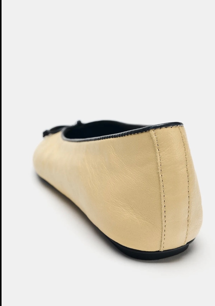 Zara LEATHER BALLET FLATS WITH BOW - 38 - New in store! photo 2