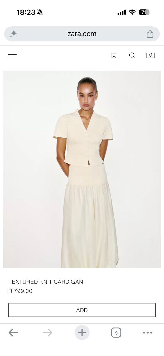 Zara Vneck Top in Ecru photo 2