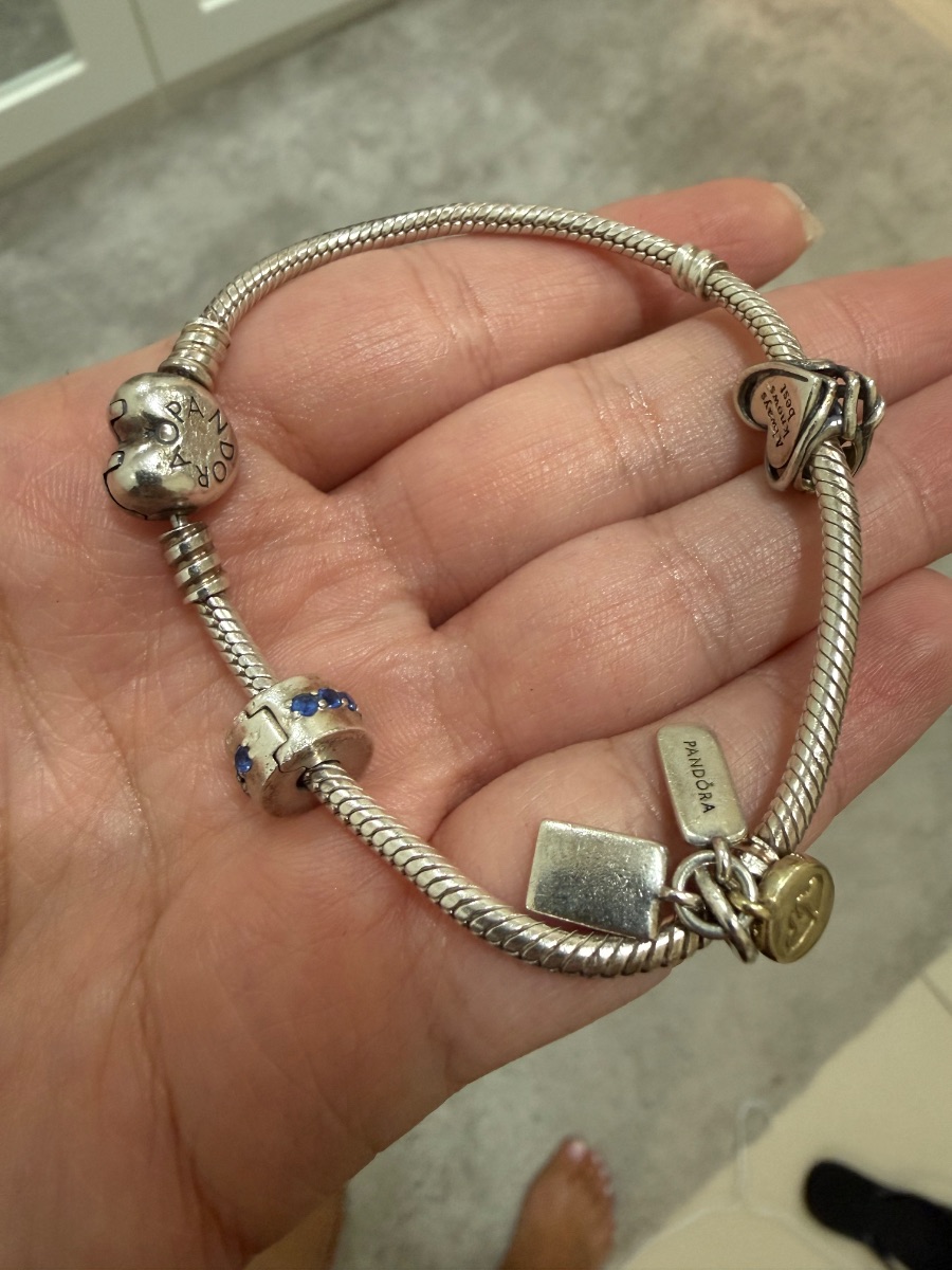 Pandora bracelet with 3 charms