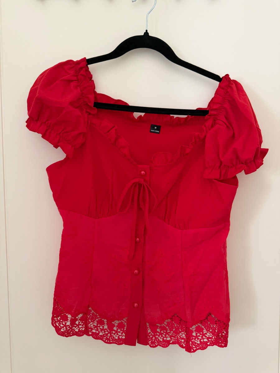 Shein Red Lace Corset Top