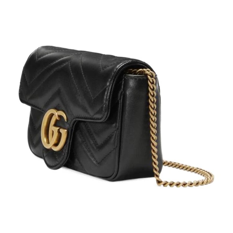 Gucci Black Matelasse Leather Super Mini GG Marmont Shoulder Bag photo 3