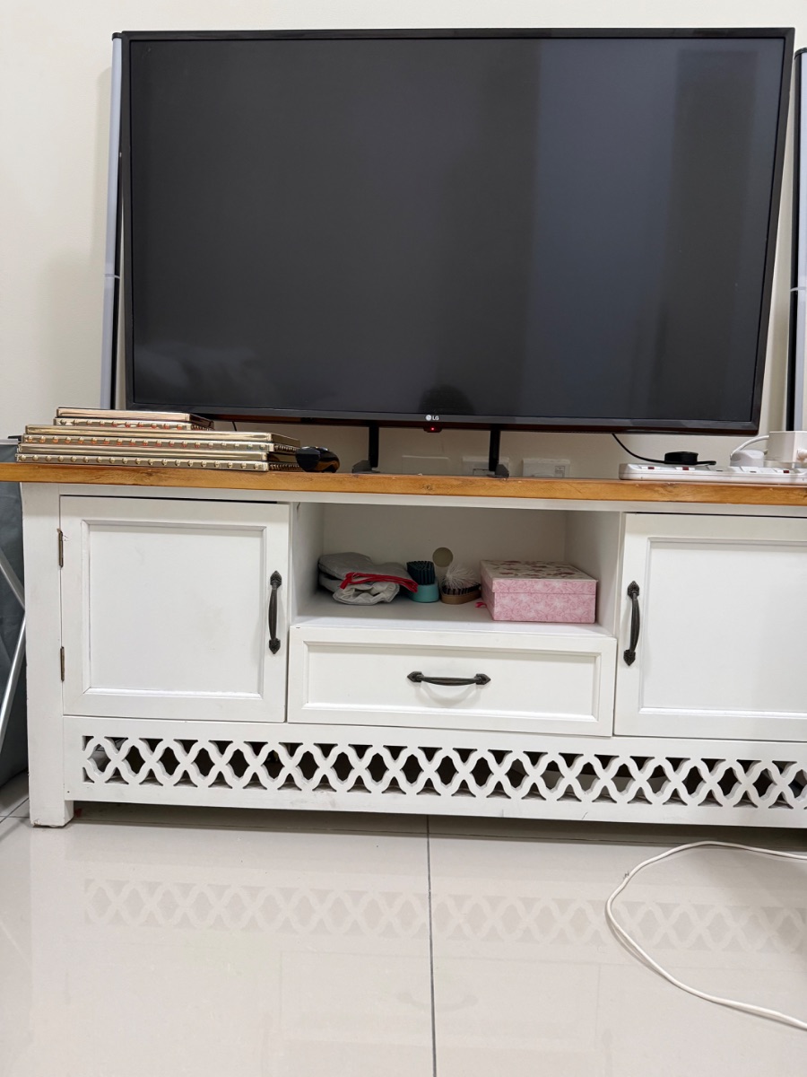 Tv Table white wooden photo 2