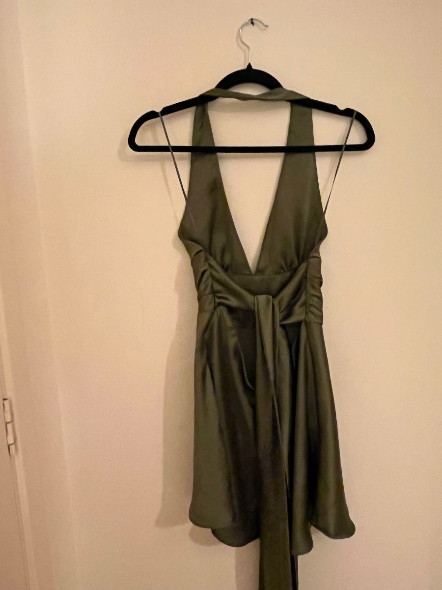 Green Zara Halter Silk Dress photo 2