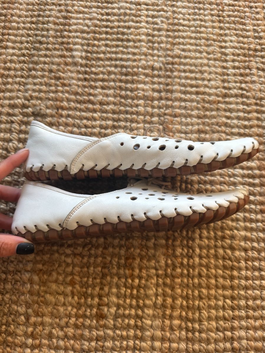 White Leather Holey Shoes UK6 photo 2