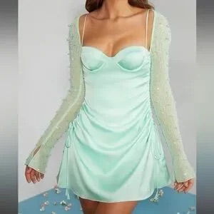 Oh Polly Mint Green Sparkly Dress photo 2