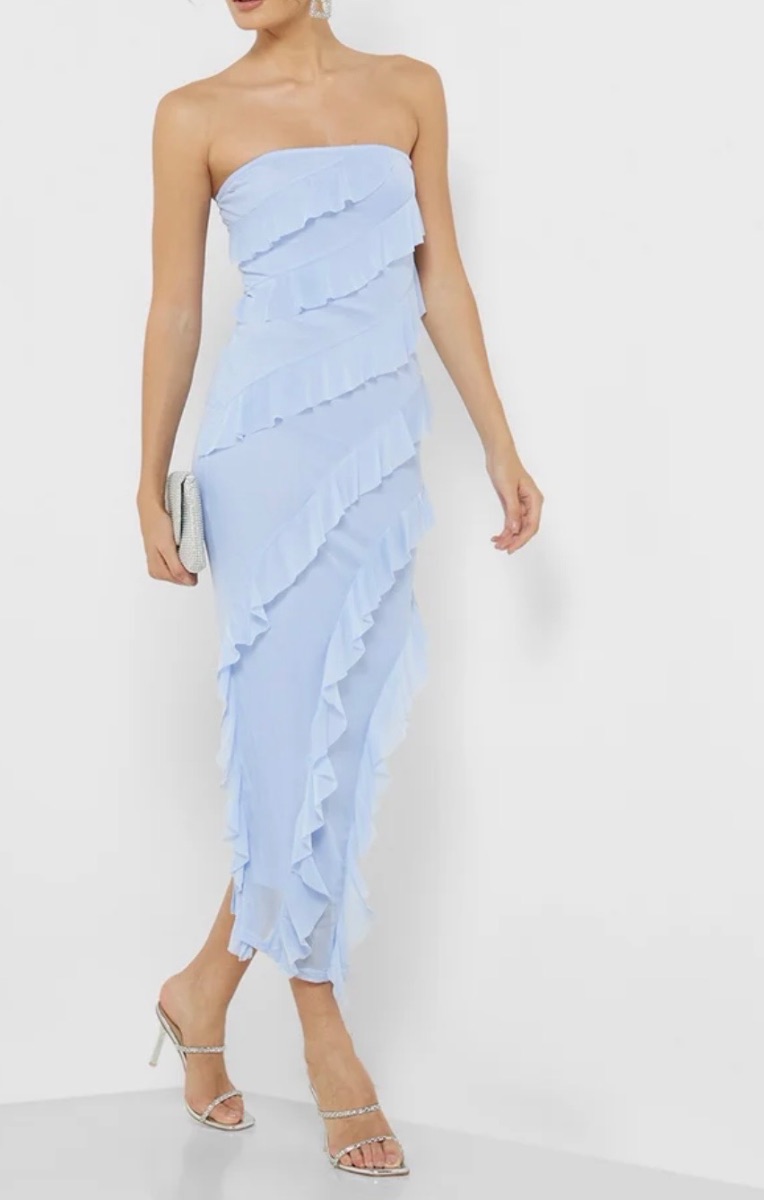 Ginger Strapless ruffled midi dress