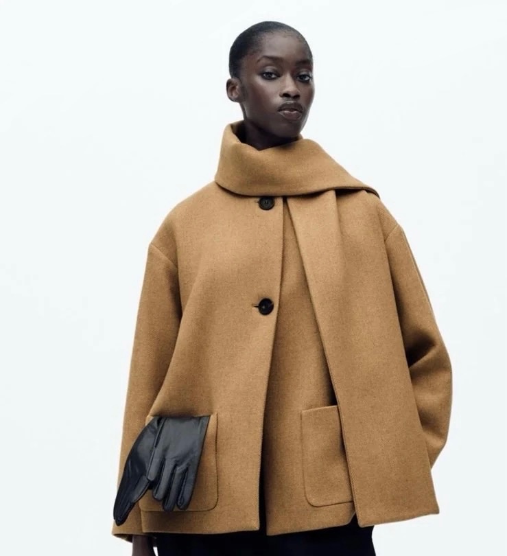 Zara Wool Blend Scarf Coat