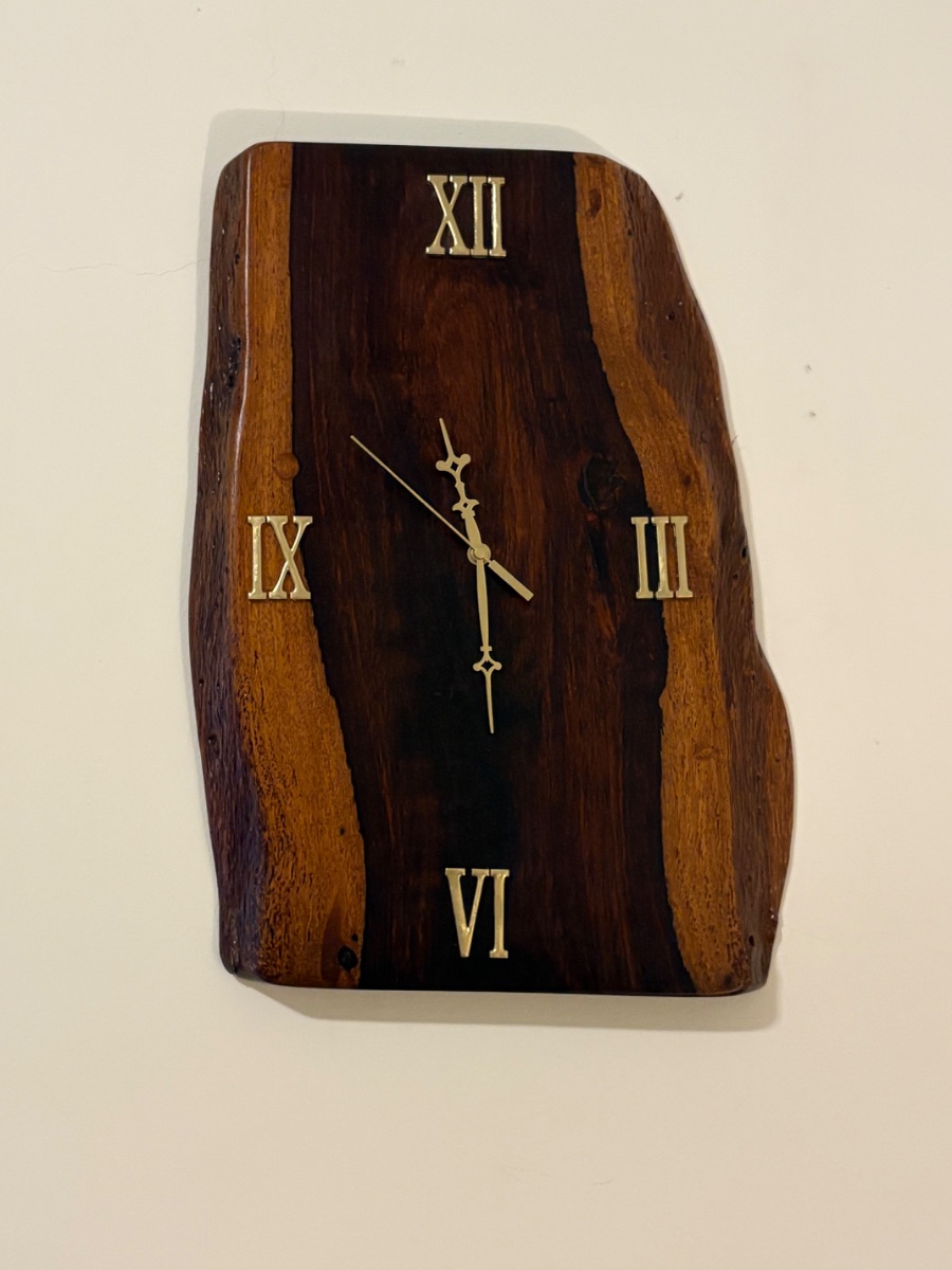 Handmade pure wood live edge wall clock - custom design