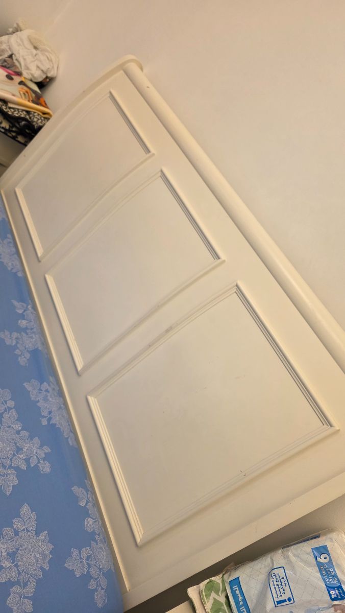 White double bed with 2 side tables and mattress photo 2