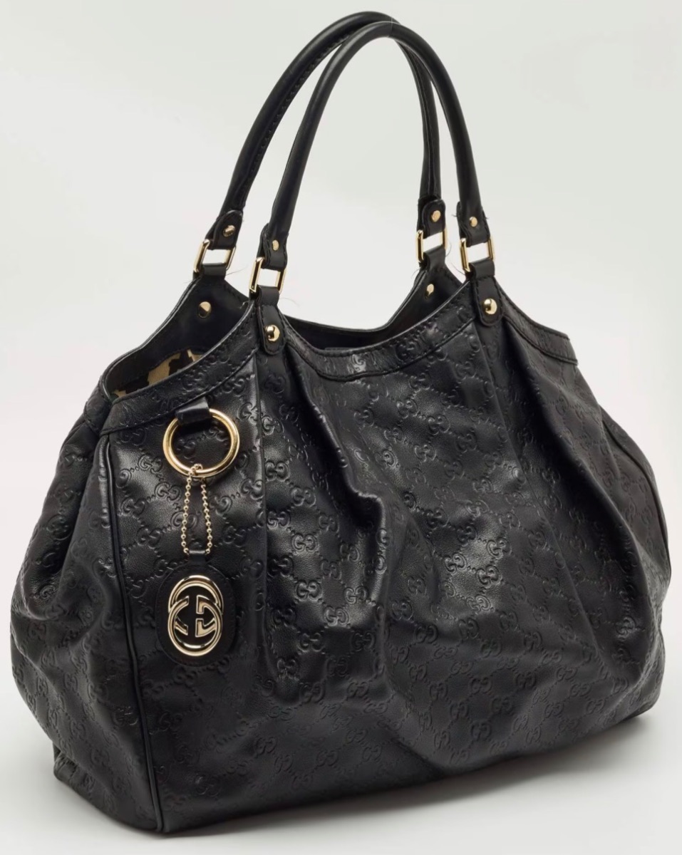 Gucci Black Guccissima Leather Sukey Tote photo 2