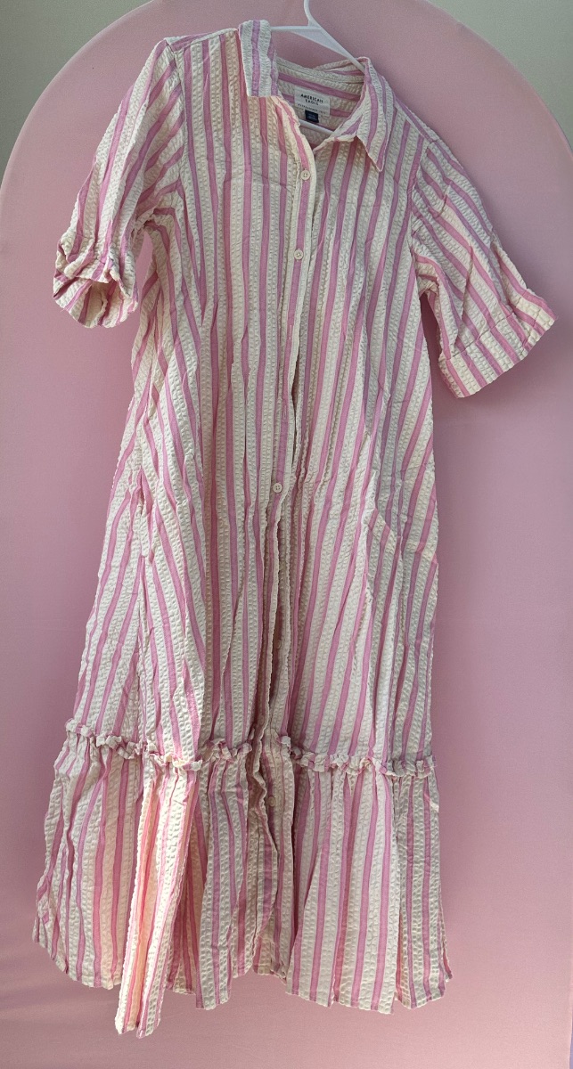 American Eagle Pink and white striped dress