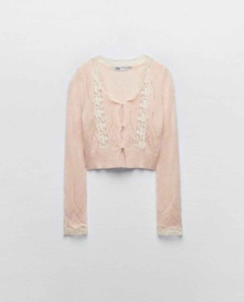 Zara Ballet Pink Knit Twinset - Sz L photo 2