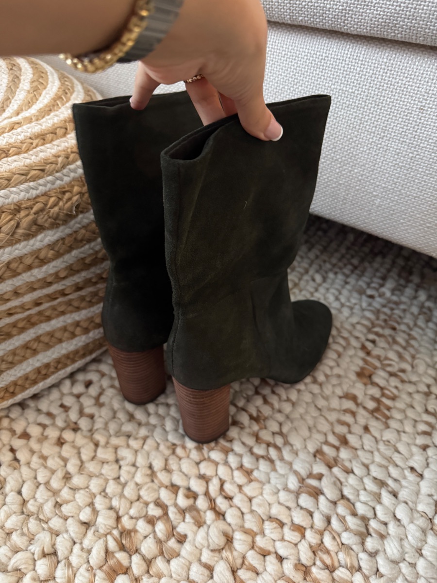 Neiman Marcus Olive Suede Boots - brand new and never worn - size 8.5 US - EU 39 - UK 6