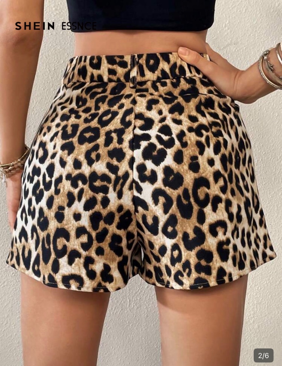 Shein Animal print leopard shorts size large photo 2