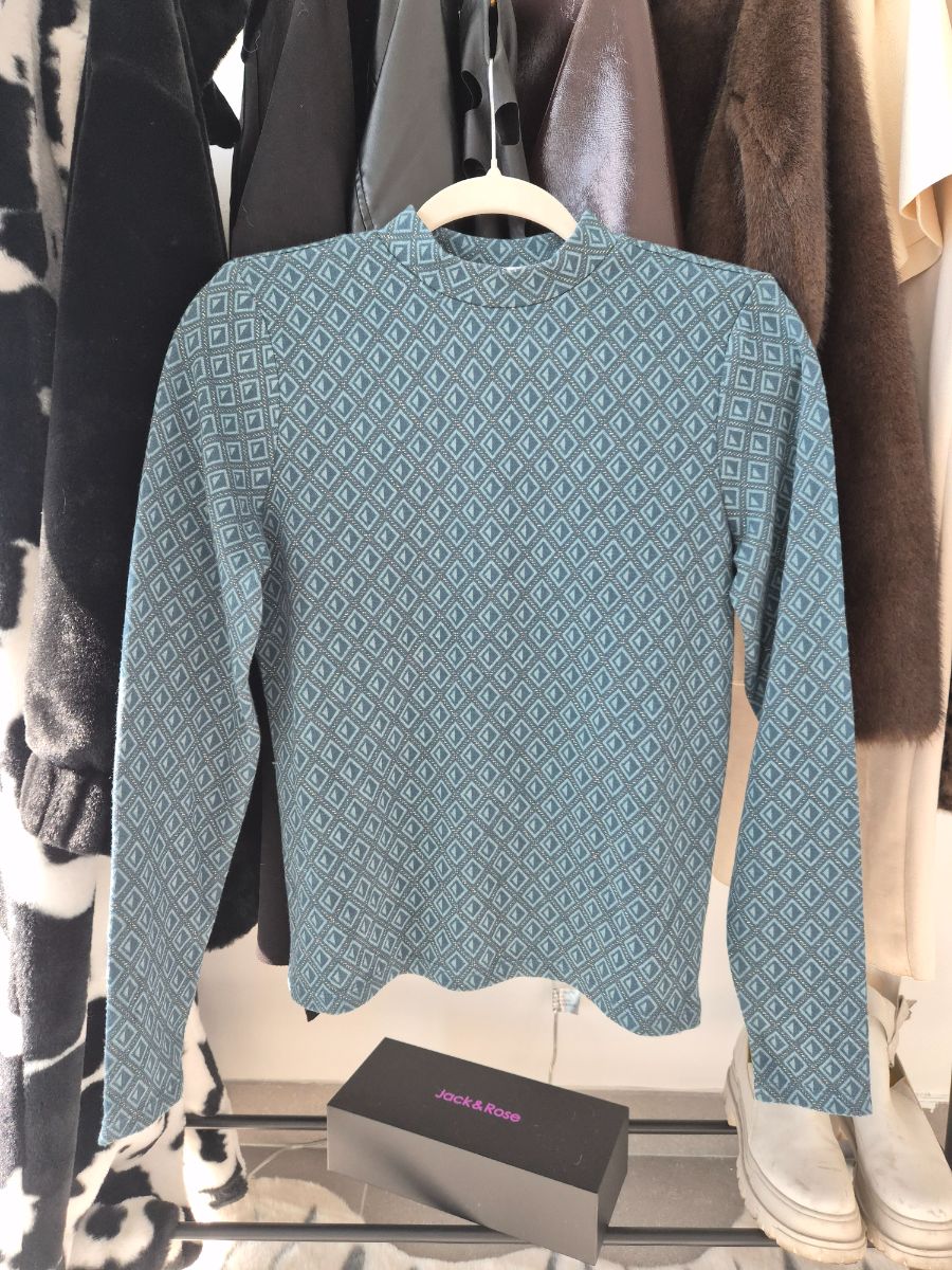 Cotton Club Blue Blouse Top with Gold Threads photo 2