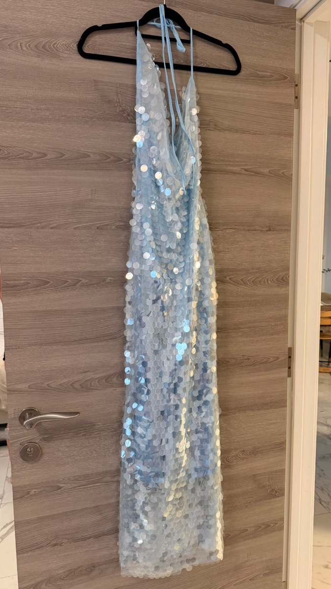 My Brunch Fit Sequin halterneck maxi dress