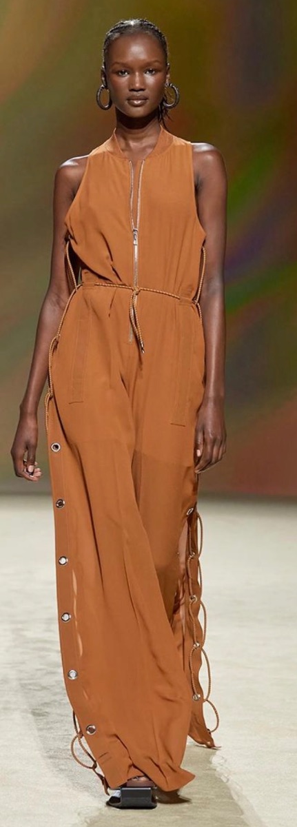 Hermes Hermès silk-georgette jumpsuit — Marron Cuivre photo 2