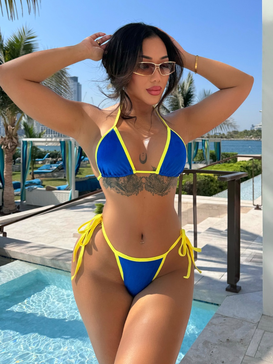 Boutique Blue and yellow 2 piece bikini