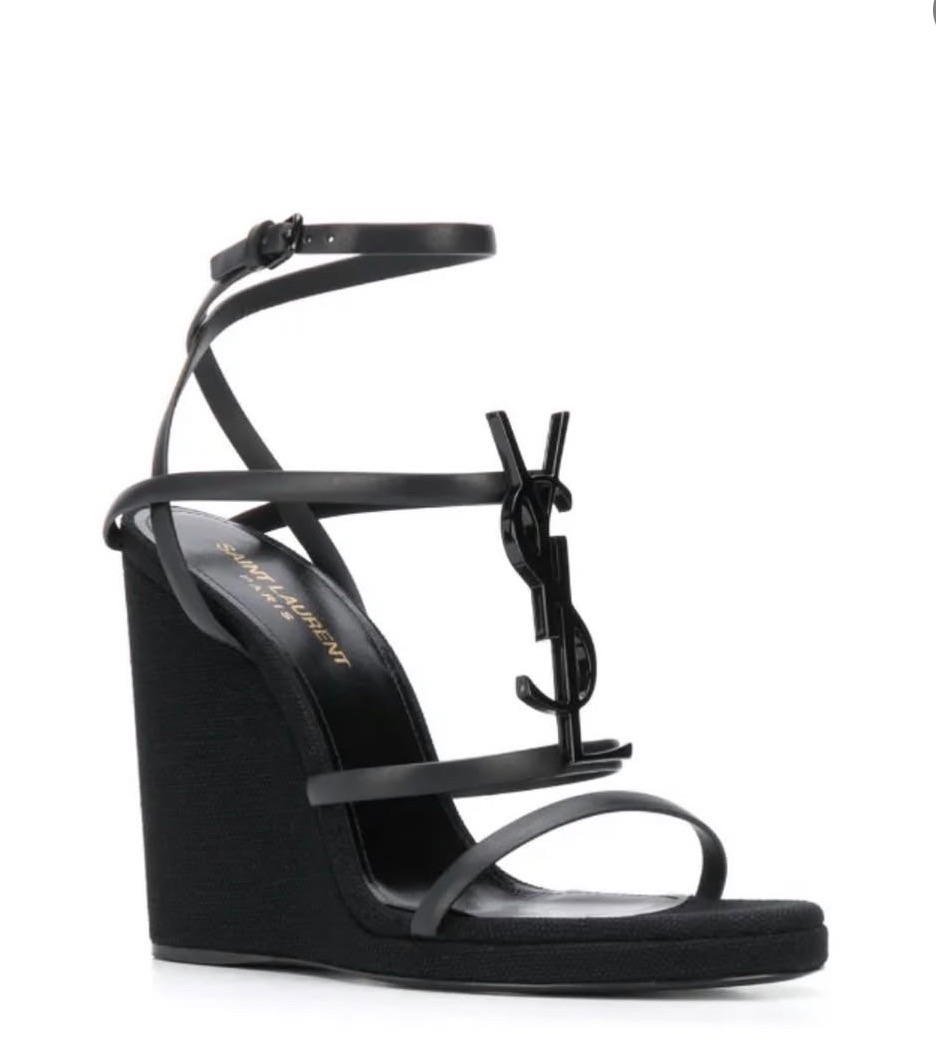 YSL UK 4/EU 37 black wedges