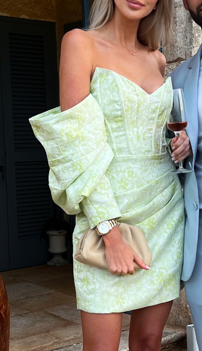 Asos Luxe Green Floral Mini Dress