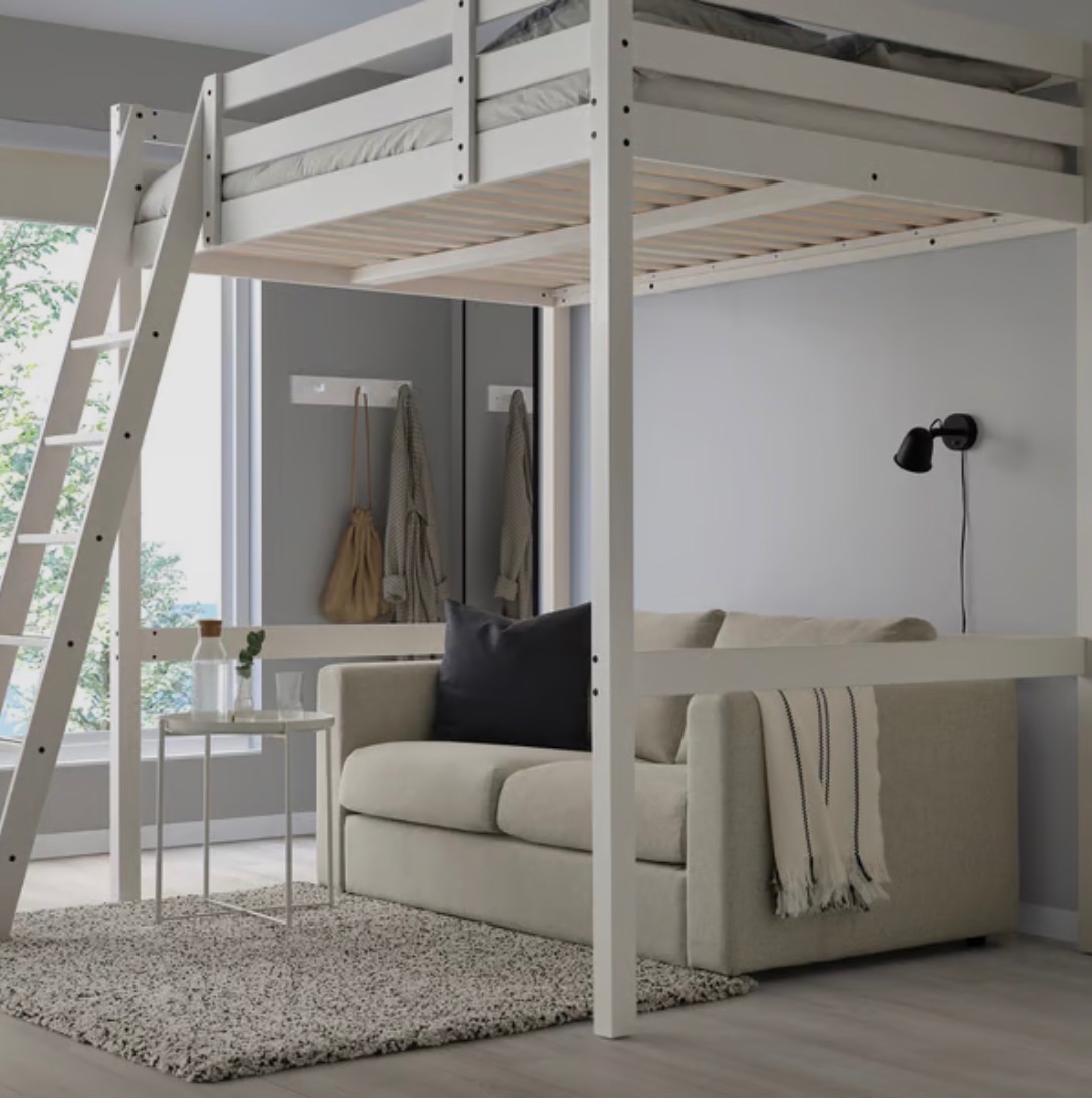 Ikea loft bed frame with mattress photo 2