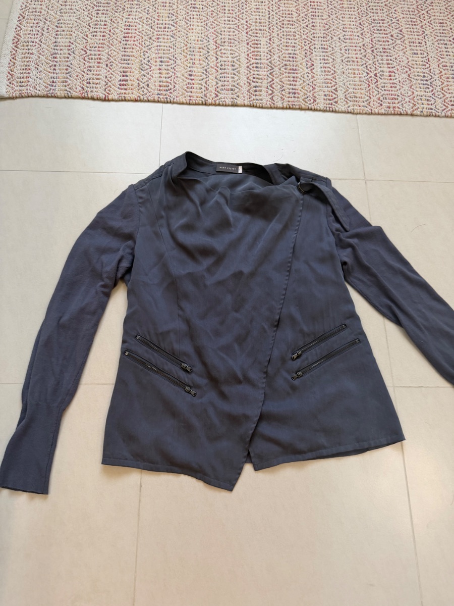 Mint Velvet Grey/Silver Silk and cotton light jacket