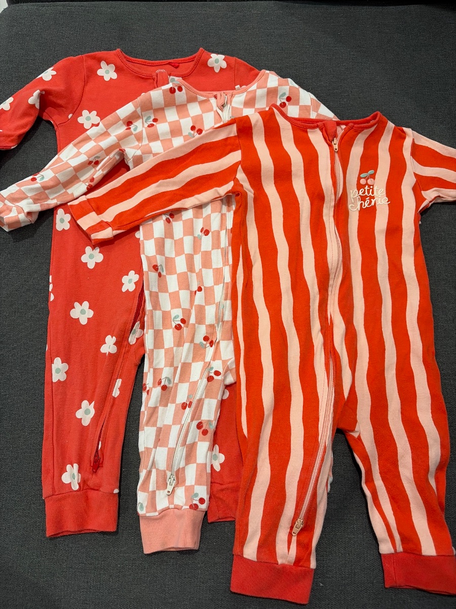 Next 3 Pack Footless Double-Zip Onesies