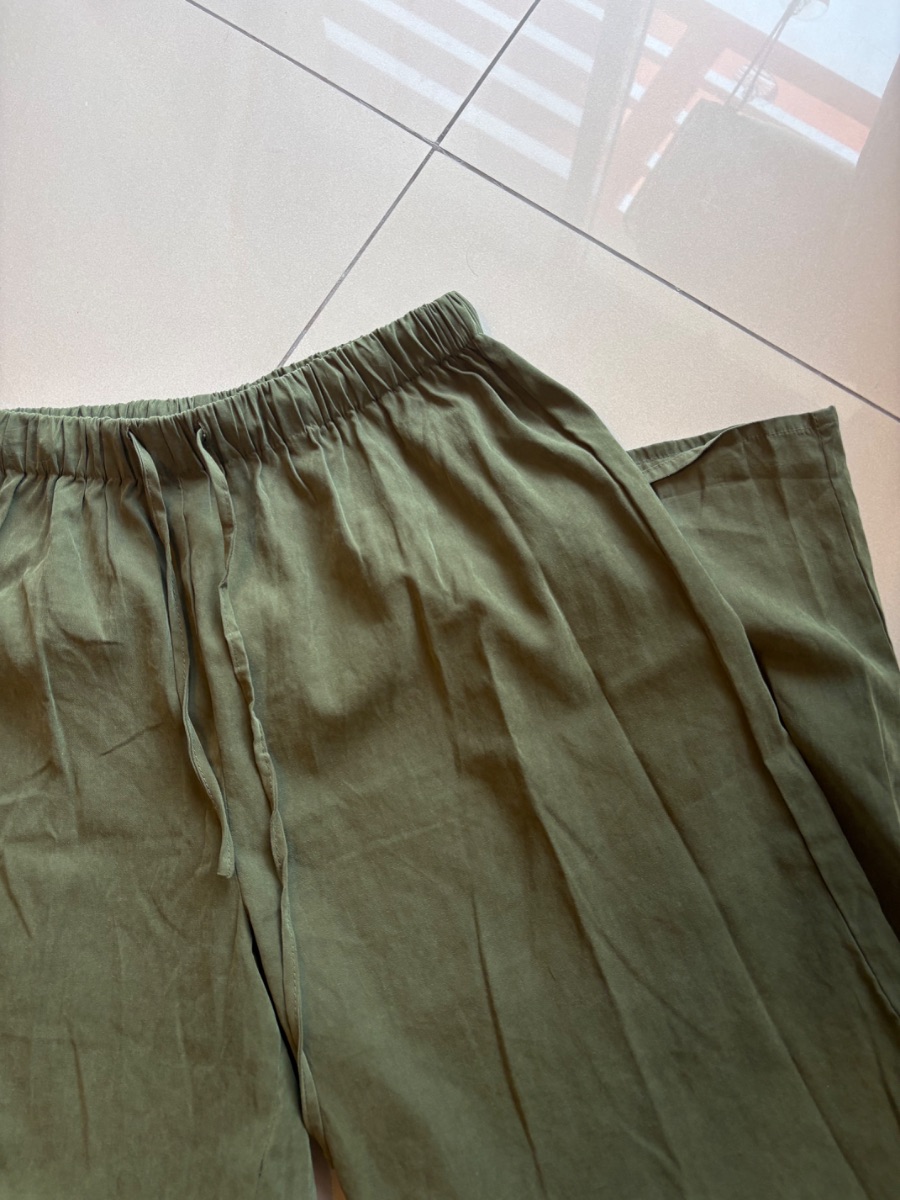 Princess Polly green drawstring straight leg trousers lightweight photo 2