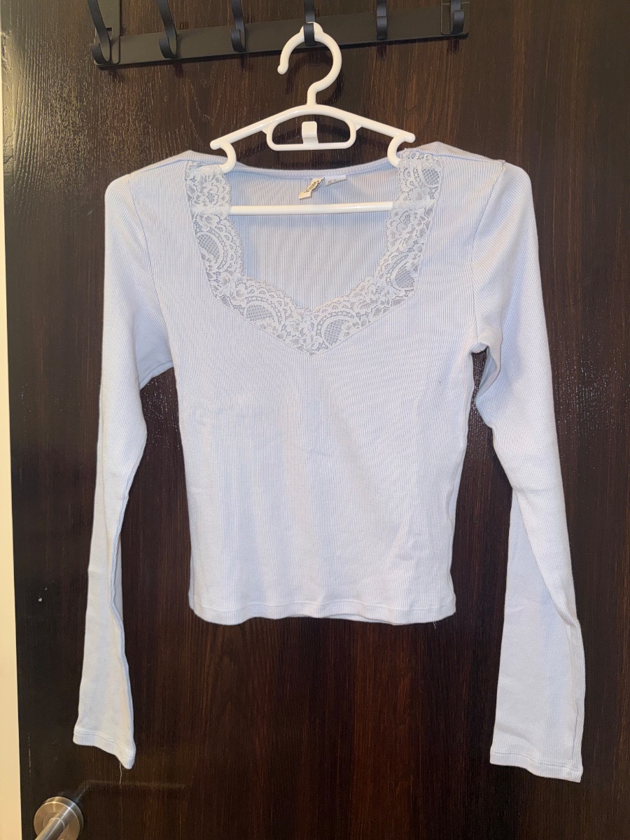 Baby blue H&M lace top