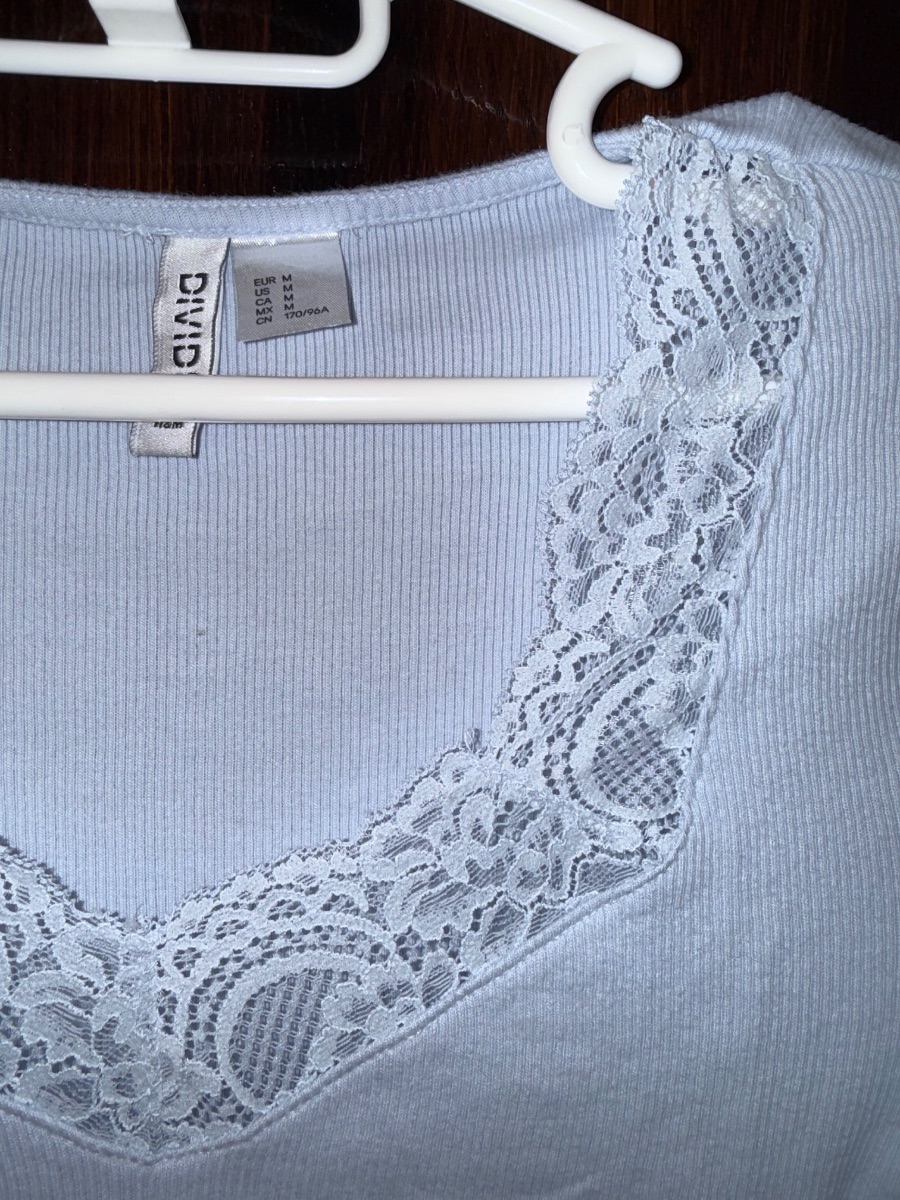 Baby blue H&M lace top photo 2