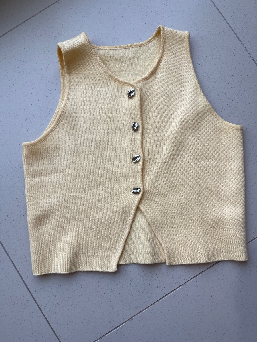 Shein Butter Yellow Knitted Waistcoat
