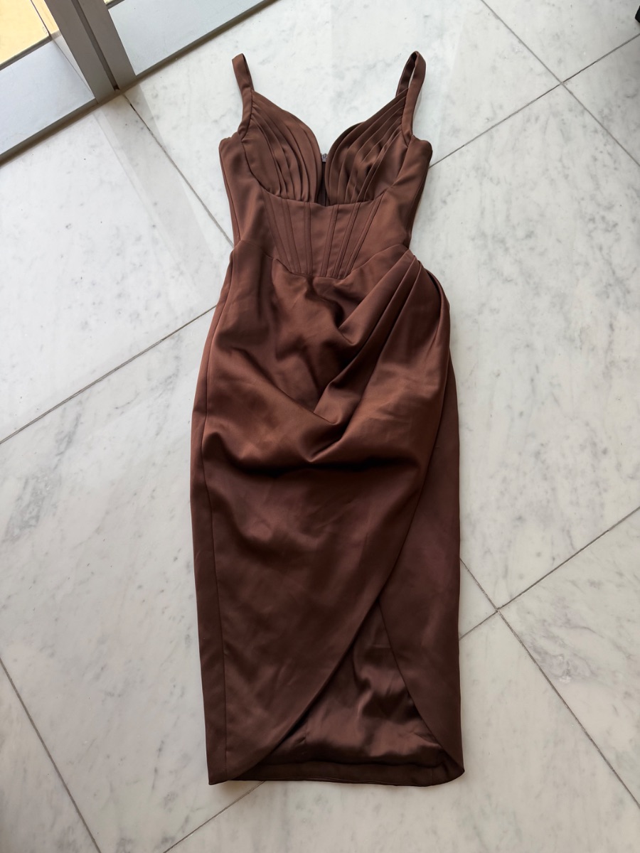 House of CB chocolate fitted medi dress