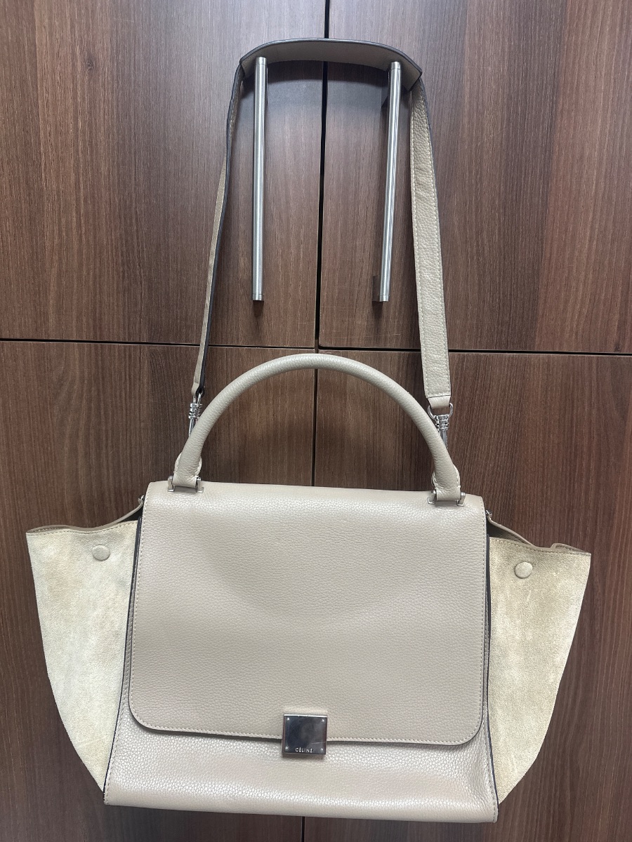 Celine Céline Medium Trapeze Bag – Beige/Cream Leather & Suede