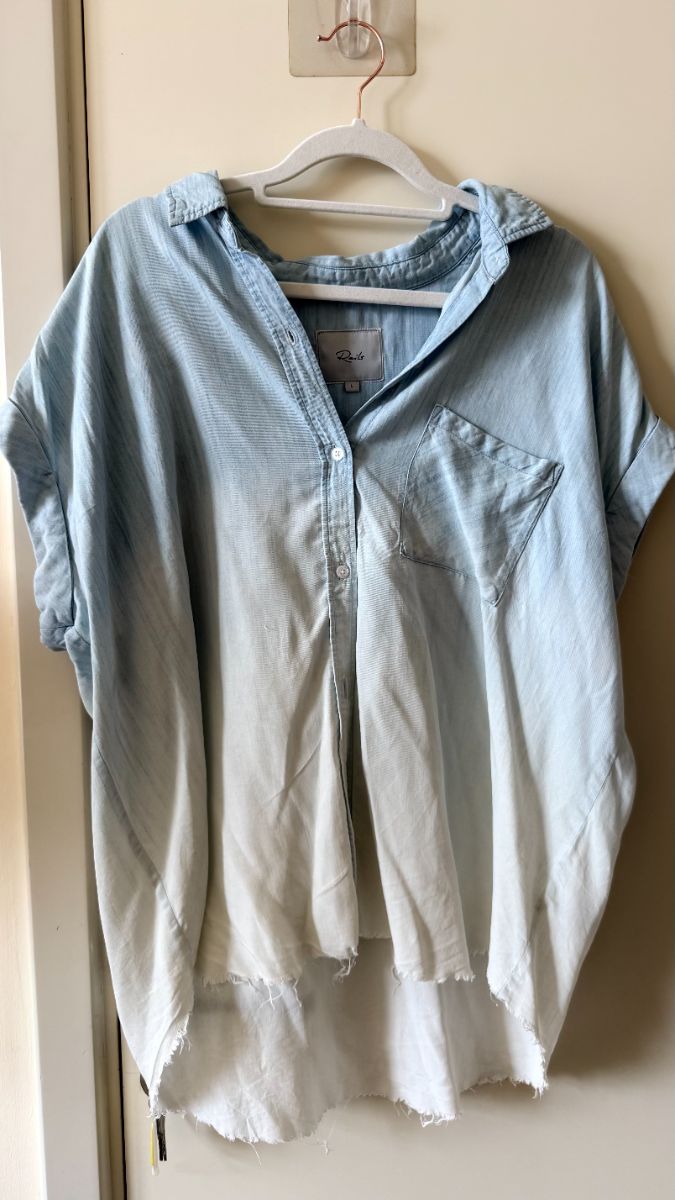 Rails Tie Dye Denim Loose Blouse Large photo 3