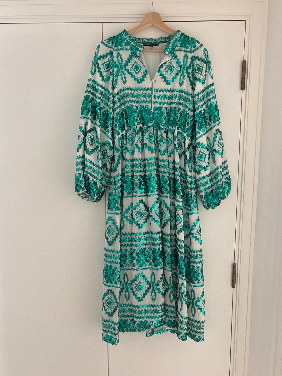 Maje Green / white sequin dress