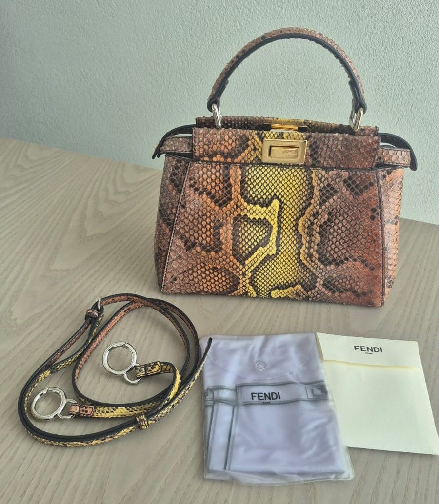 Fendi Peekaboo Python Bag Yellow/Brown photo 3