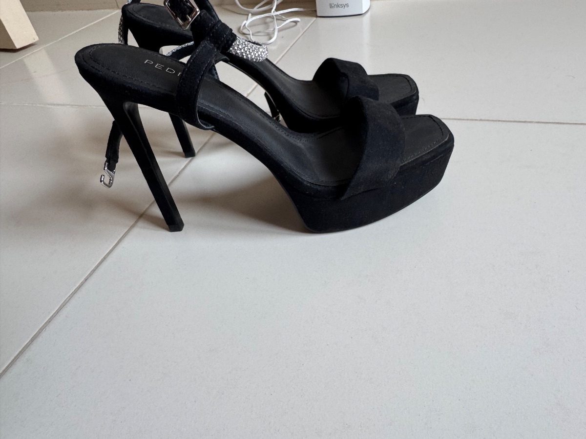 PEDRO Black Heels with Crystal Ankle Strap photo 2