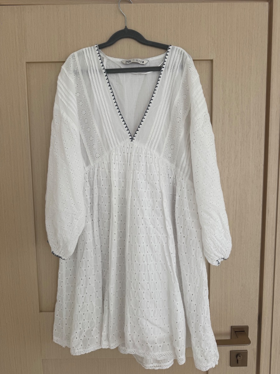 Zara White Broderie Anglais dress