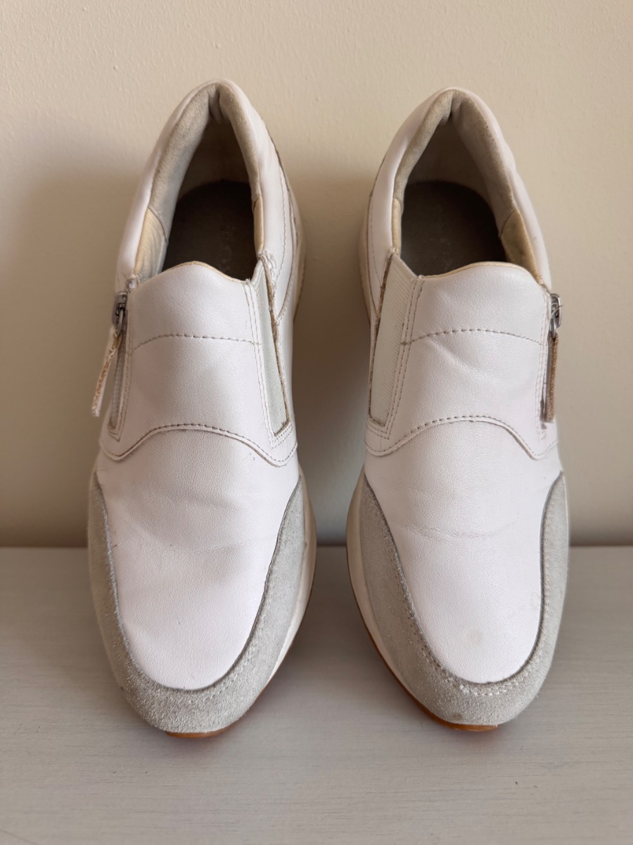 Geox white casual sneakers with side zipper photo 2
