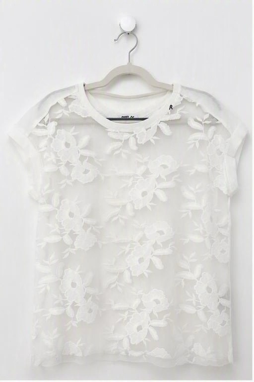 Replay White Floral Lace Top XS photo 2