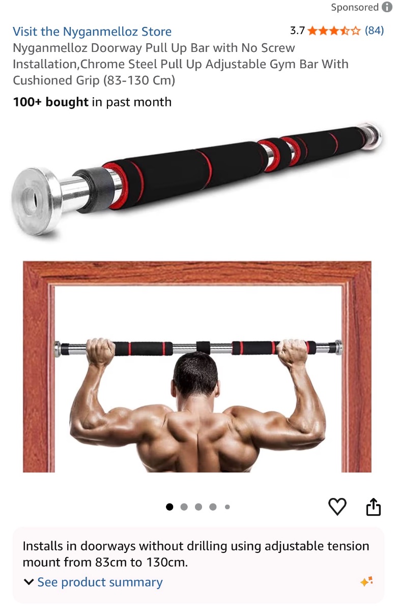 Exercise door bar