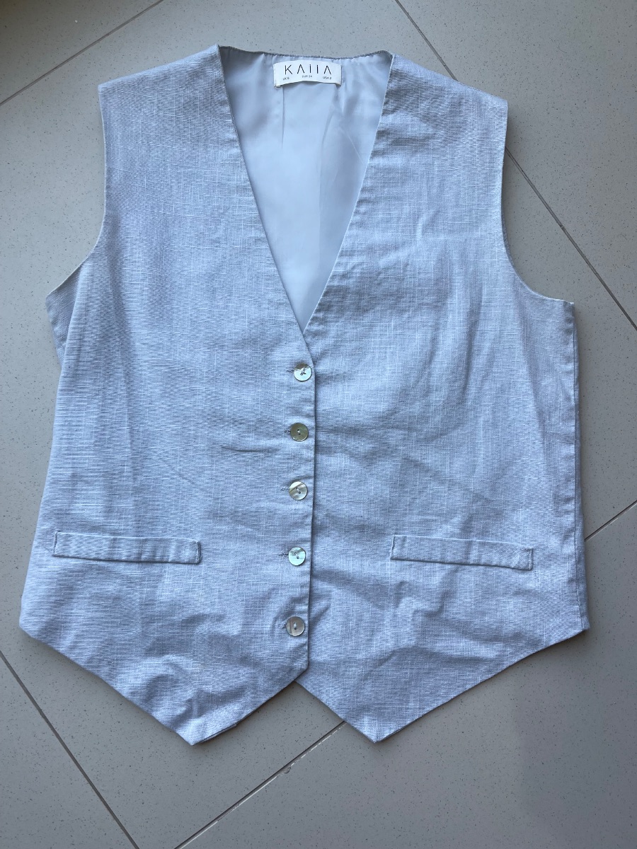 Kaiia Blue Linen Style Coord Waistcoat & Skort photo 2