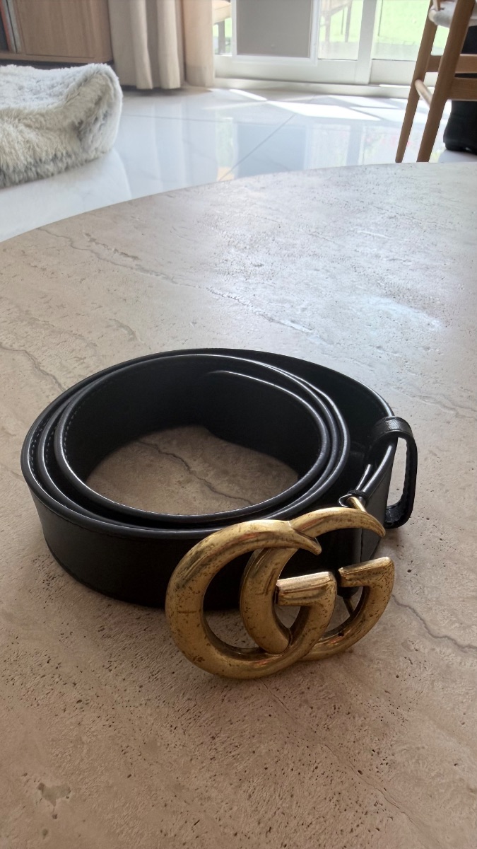Gucci GG Marmont 3 cm Belt – Black Leather, Size 85