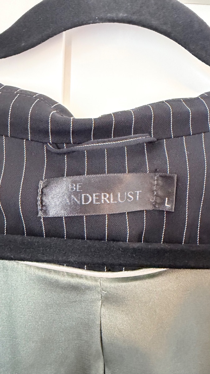 To Be Wanderlust Pinstripe Oversized Double-Breasted Blazer – Size L photo 3