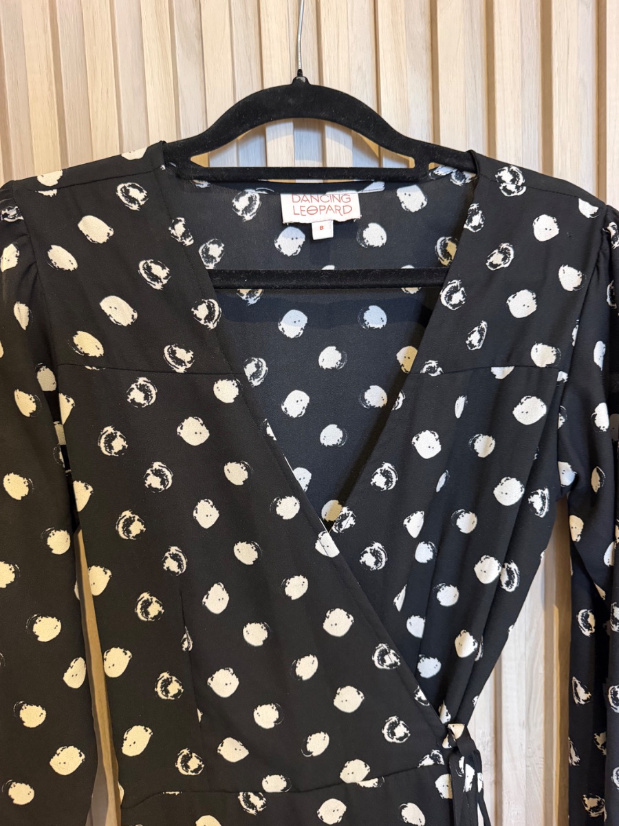 Black and white polka dot, Dancing Leopard wrap dress photo 3