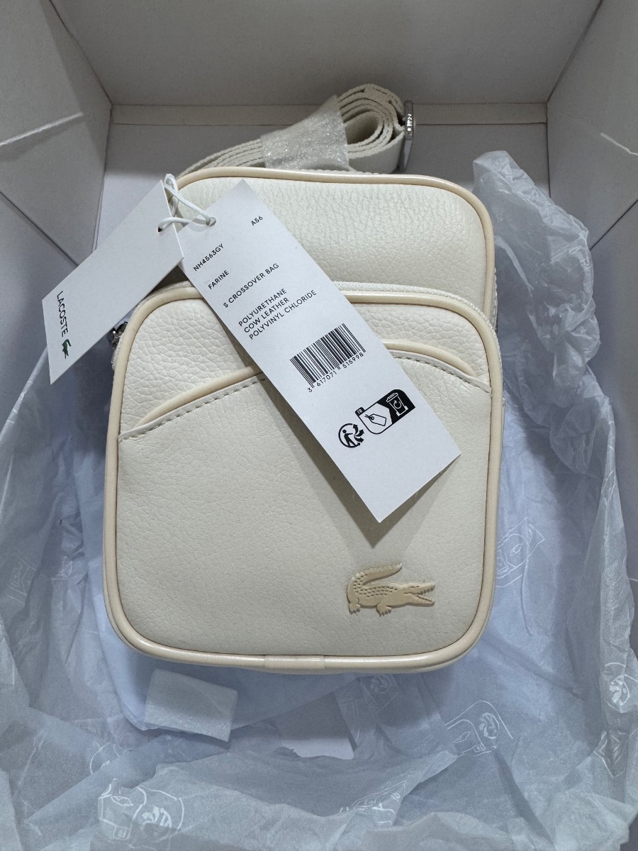 Lacoste Cream Vertical Crossbody / Camera Bag | Brand New with Tags