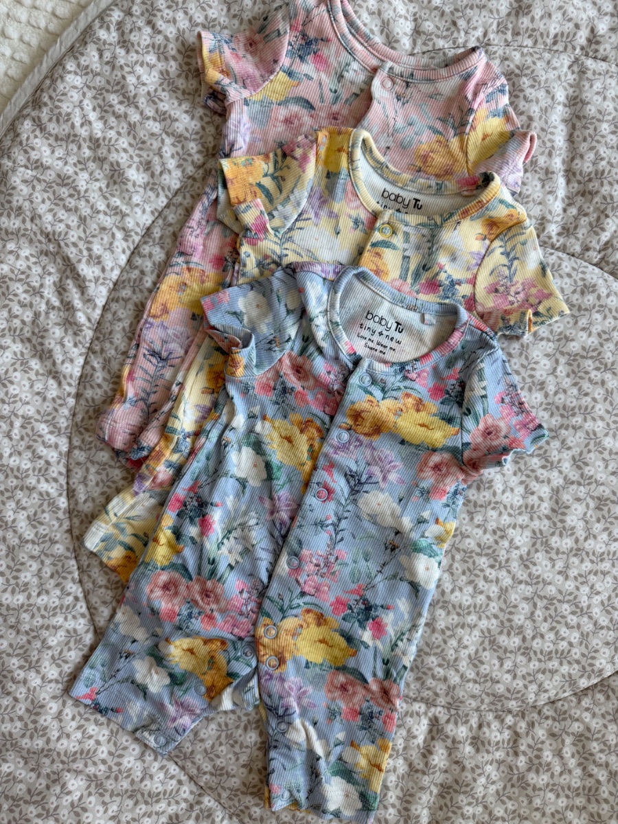 Baby Tu 3 Floral newborn rompers