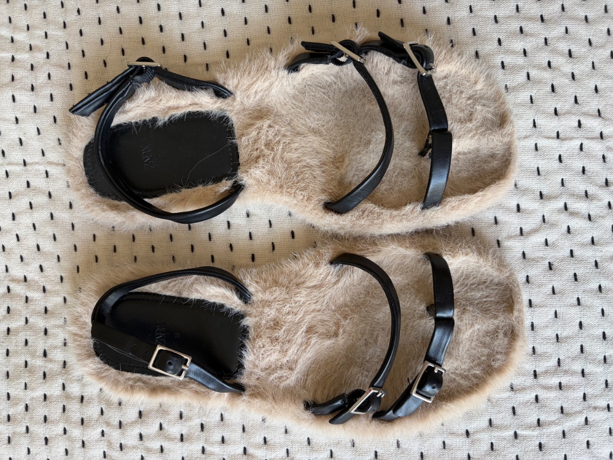 Zara Fur and Leather Flats - Sz 38
