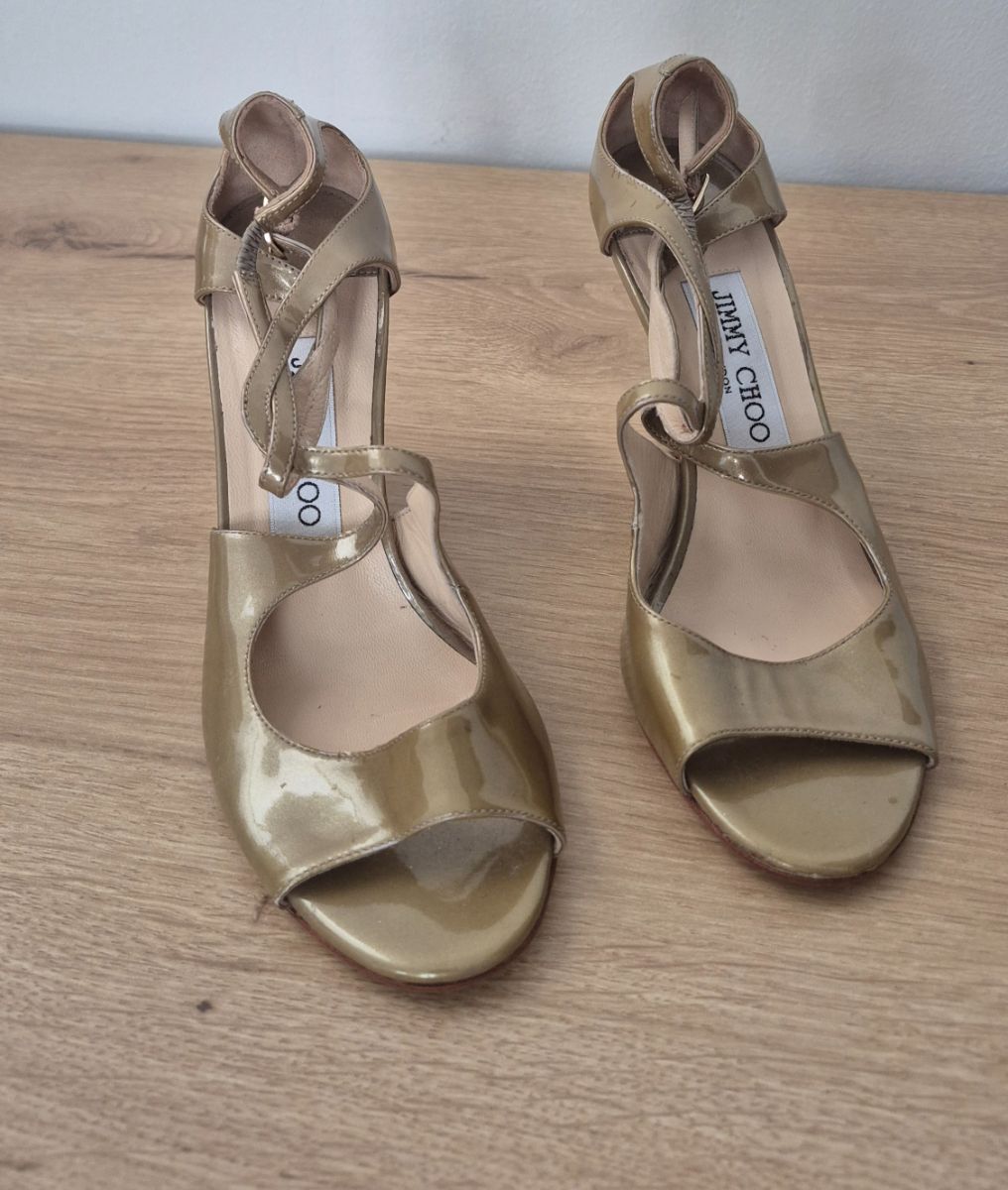 Jimmy Choo metalic green wedge sandals photo 3